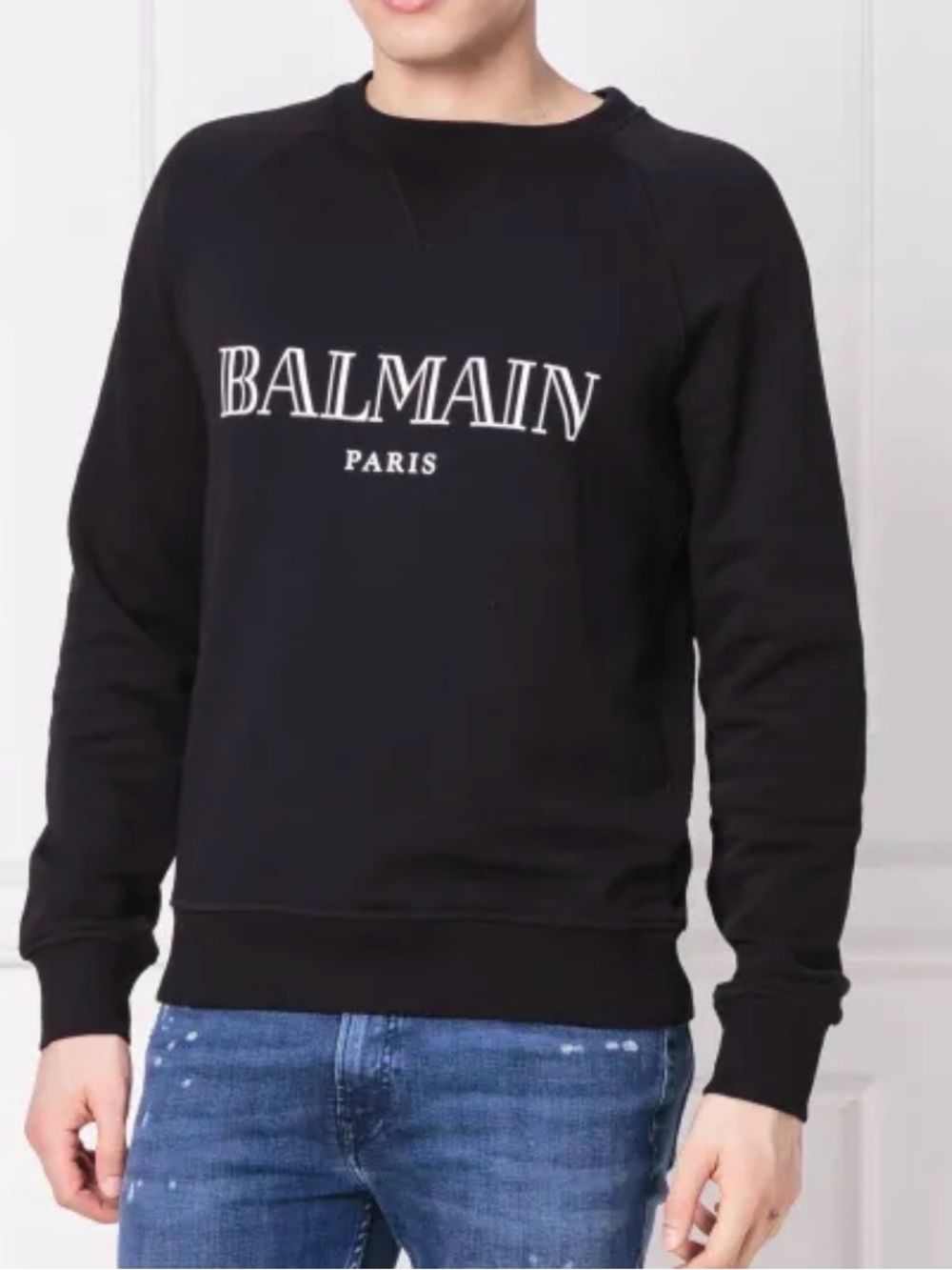 Balmain beige Crewneck Sweatshirt with black Logo
